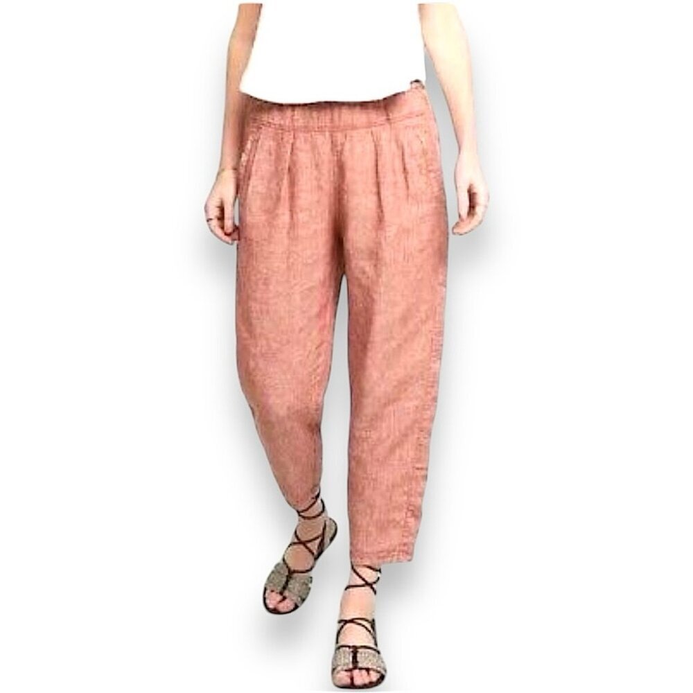 Hei Hei Antropologie Linen Pull-On Relaxed Pleated Elastic Waist Pants  Small